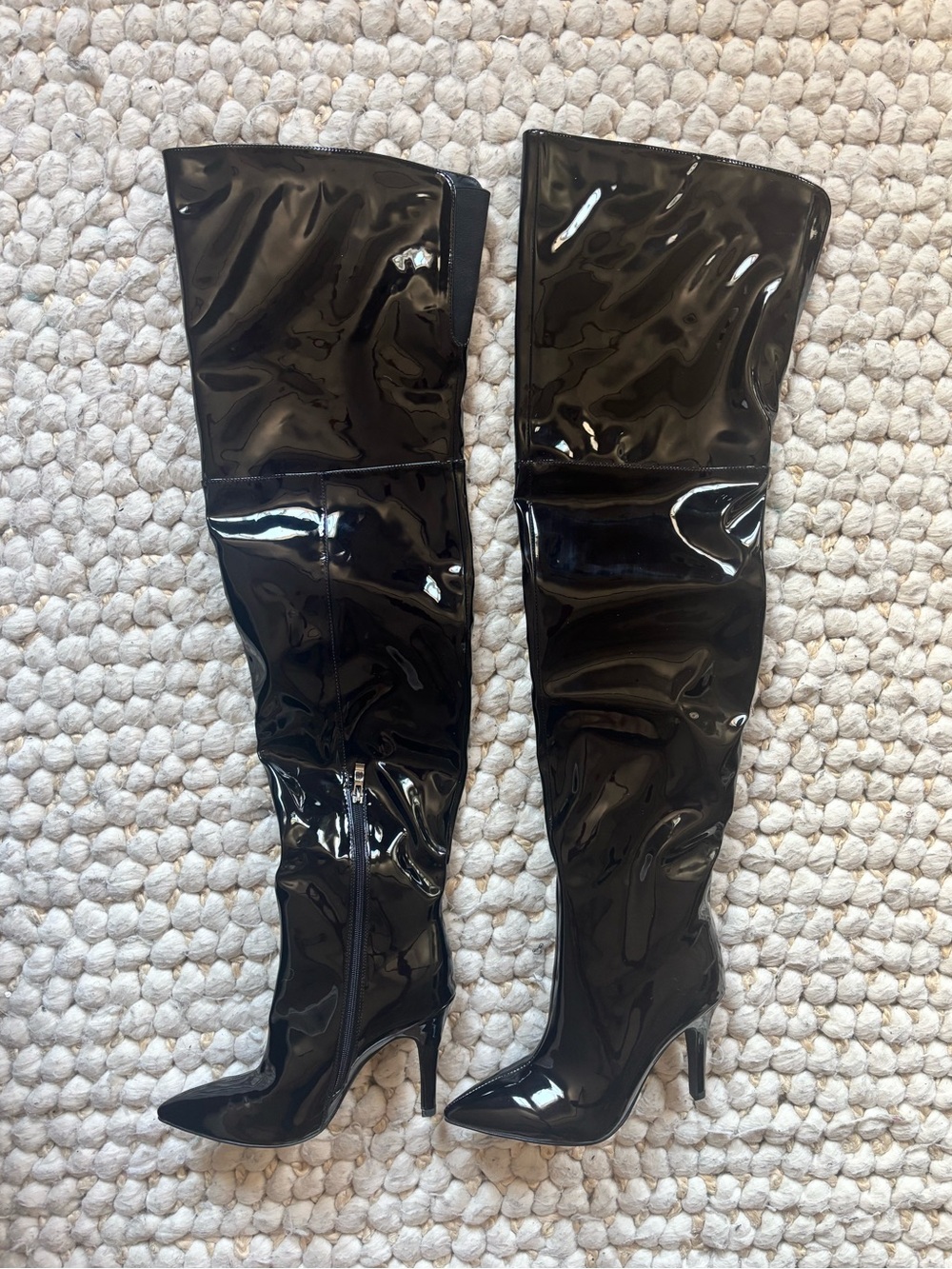 Black Patent Over-The-Knee Boots - Picture 7 of 9